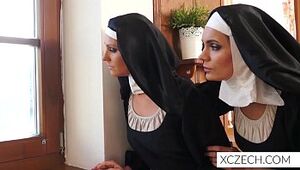 Weird crazy porn with cathlic nuns and monster