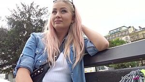 GERMAN SCOUT - CURVY COLLEGE TEEN TALK TO FUCK AT REAL STREET CASTING FOR CASH