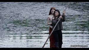 Lesbian adventures on wooden raft # Brea Daniels and Raven